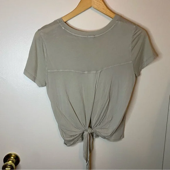 AERIE Light Sand Colored Tie Back Tee - Picture 3 of 5